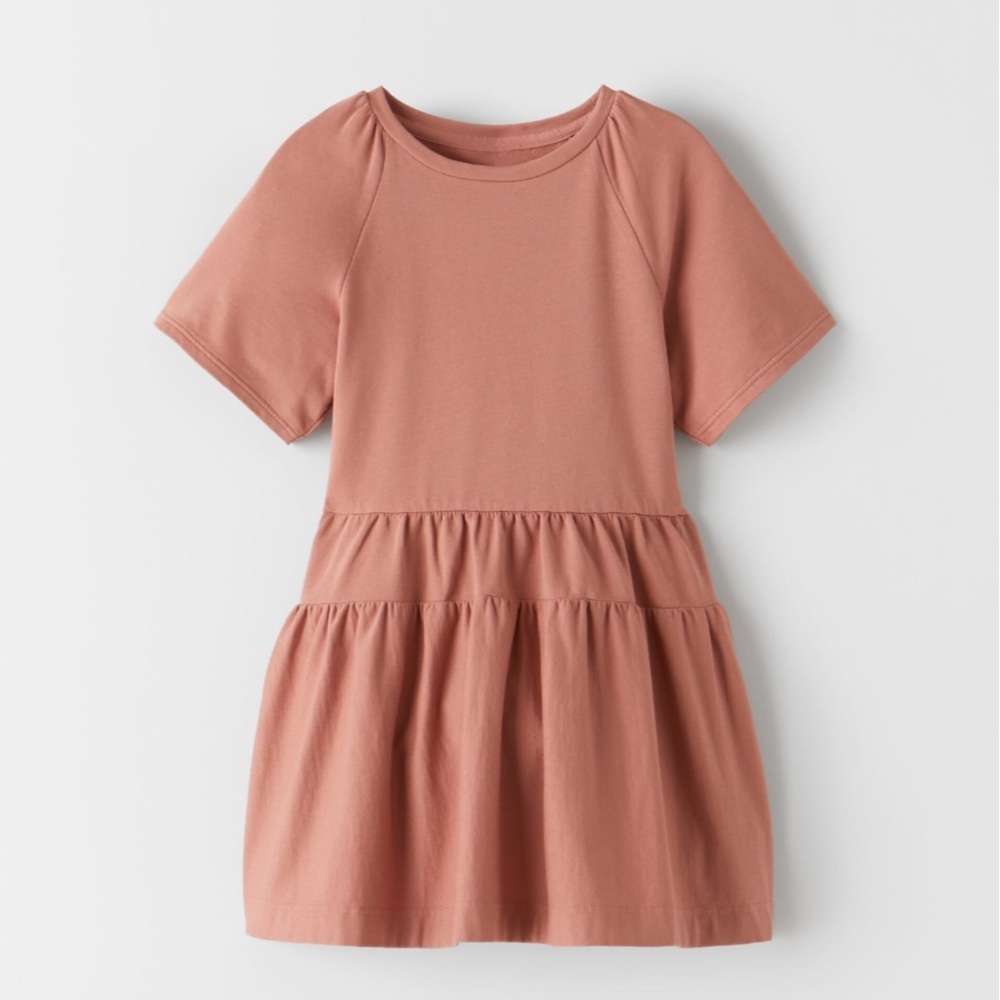 NWT Zara Girls Ruffled Dress Dust Pink Size 9